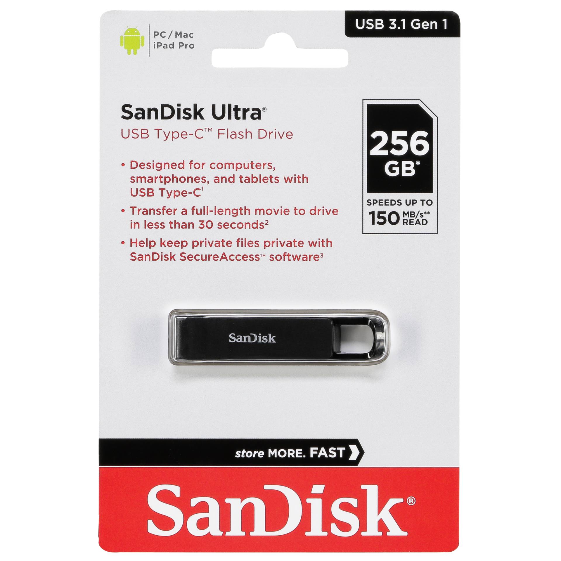 SanDisk Ultra USB typ C 256GB Read 150 MB/s   SDCZ460-256G-G46