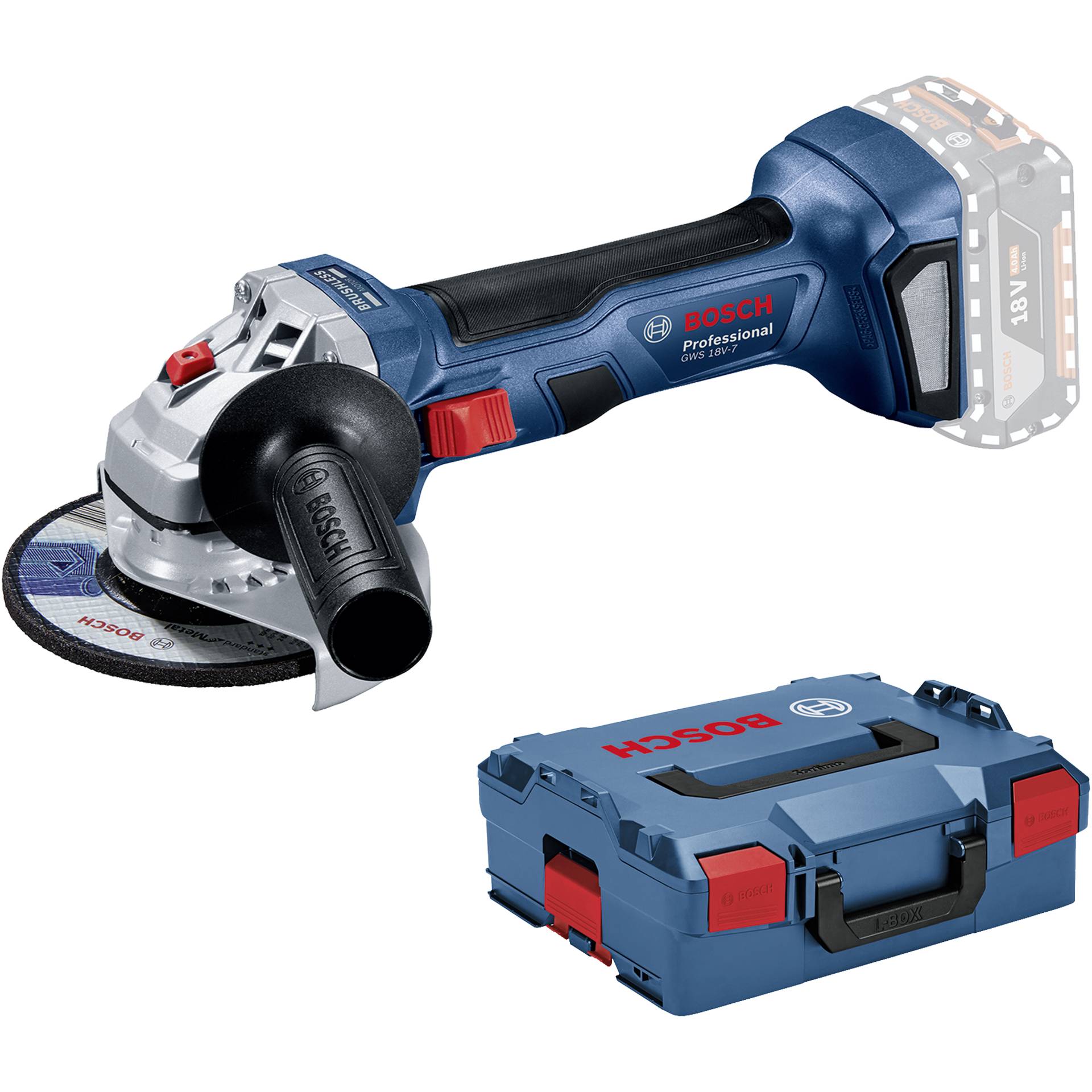 Bosch GWS 18V-7 125 mm L-BOXX Cordless Angle Grinder
