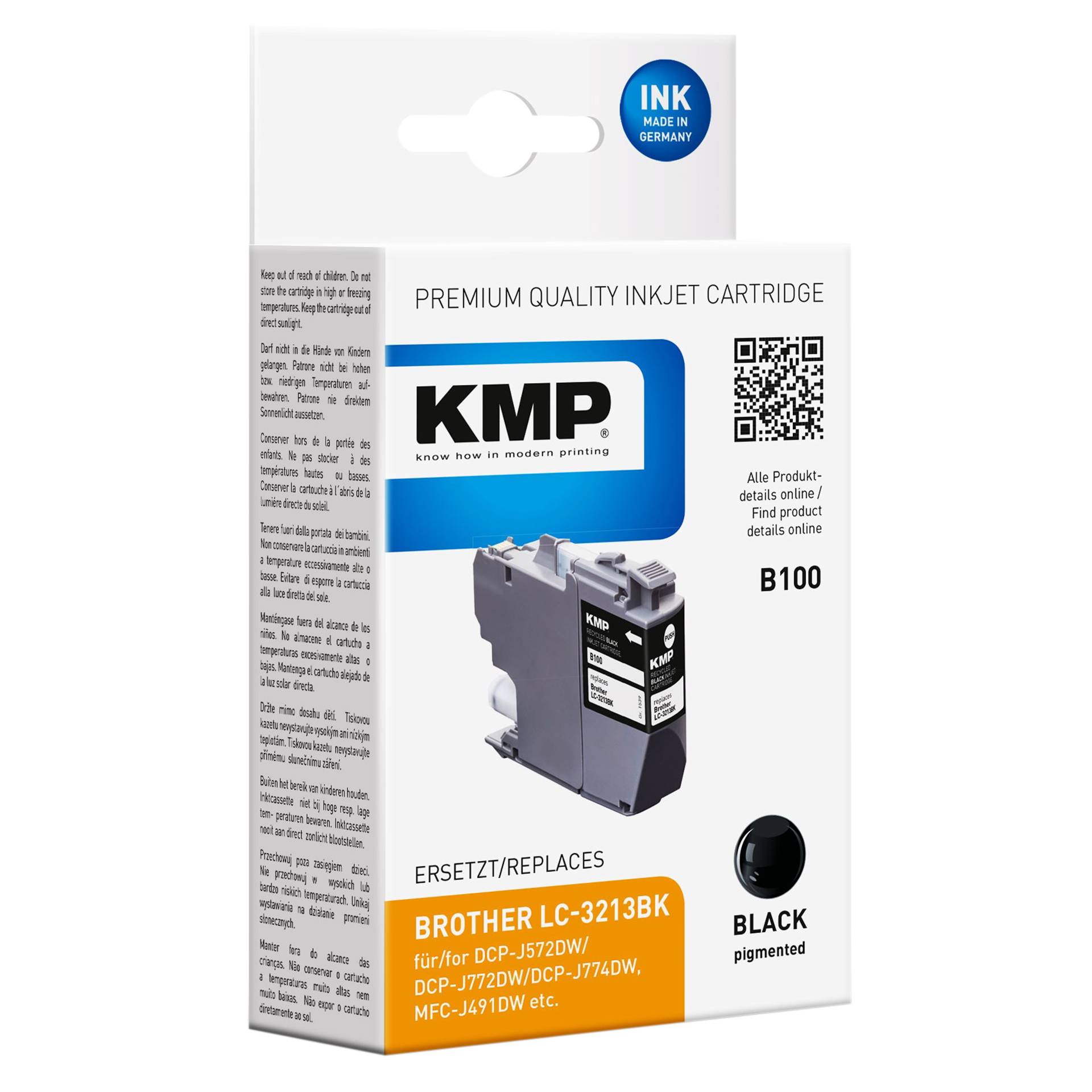 KMP B100 ink cartridge black compatible w. Brother LC-3213BK