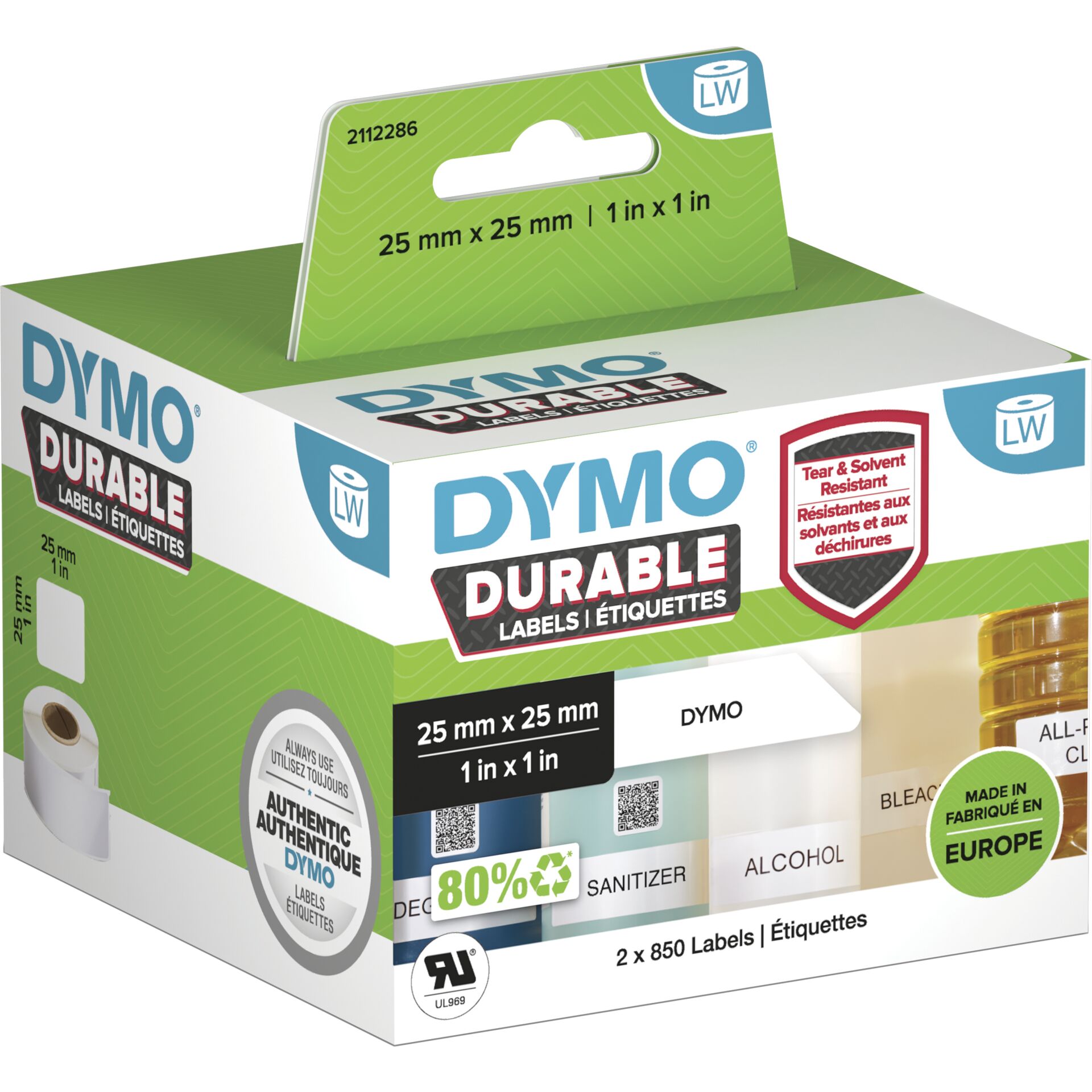 Dymo LW Durable Labels 25 x 25 mm 2x 850 pcs