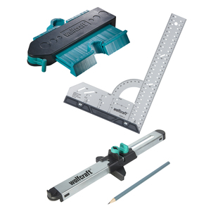 Wolfcraft Wolfcraft sada pro přesnou montáž laminátových podlah - úhelník, obrys.šablona, zalícovávač 6976000