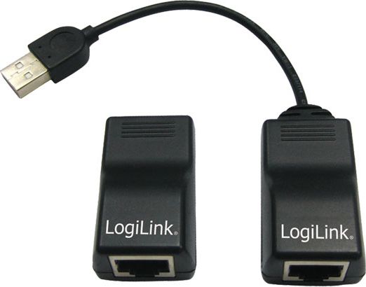 Logilink UA0021D USB Line Extender 0.3m-60m USB A Stecker auf RJ45 Buchse / RJ45 Buchse auf USB A Buchse