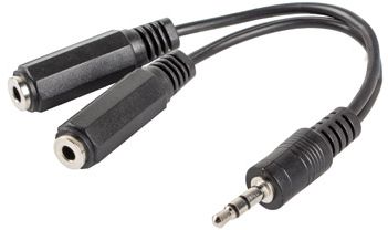 Adapter Jack (M) -> Jack (F)x2 10cm czarny