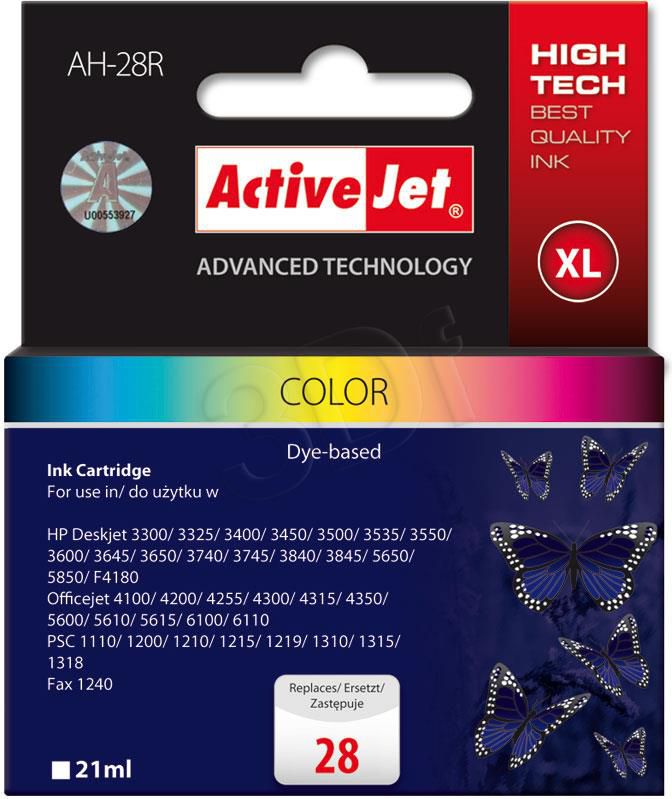 Activejet AH-28R ink for HP printer  HP 28 C8728A replacement; Premium; 21 ml; color