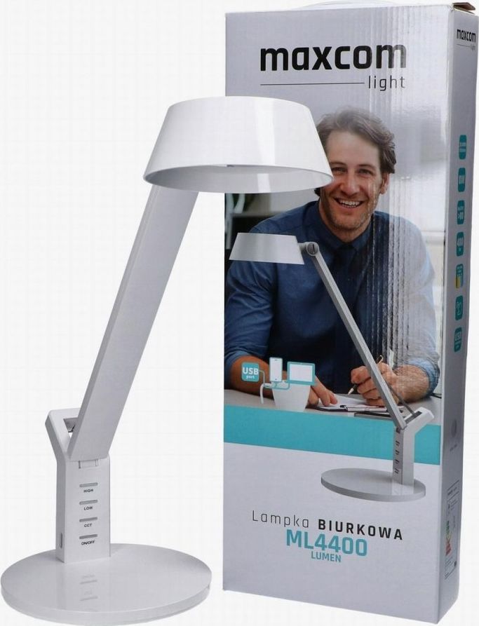 MAXCOM ML4400 LUMEN, Stolová LED lampa, USB, biela