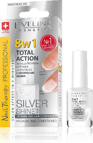 Eveline Nail Therapy lakový kondicionér Total Therapy 8v1 Silver Shine 12ml