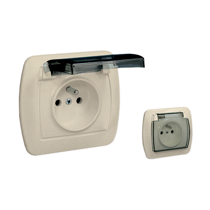 Kontakt-Simon Jednopólová zásuvka s krytím IP44 béžová - AGZ1BE/12A