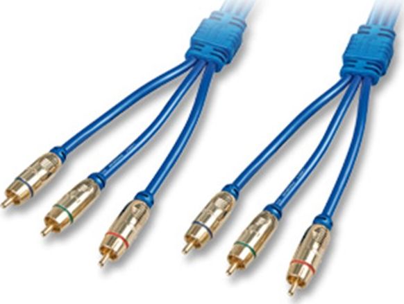 Lindy RCA (Cinch) x3 - RCA (Cinch) x3 kábel 10m modrý