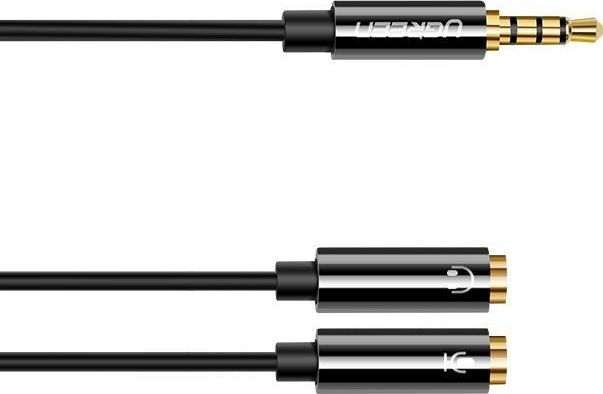 Adaptér UGREEN 3,5 mm M, 2 x 3,5 mm F, 0,2 m, černý