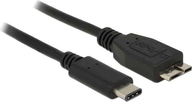 Delock Čierny SuperSpeed kábel USB 10 Gbps (USB 3.1, Gen 2) USB Type-C™ samec > USB type Micro-B samec 1 m
