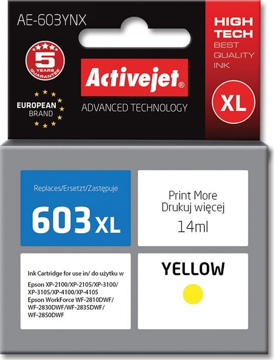 Activejet AE-603YNX ink for Epson printer  Epson 603XL T03A44 replacement; Supreme; 14 ml; yellow