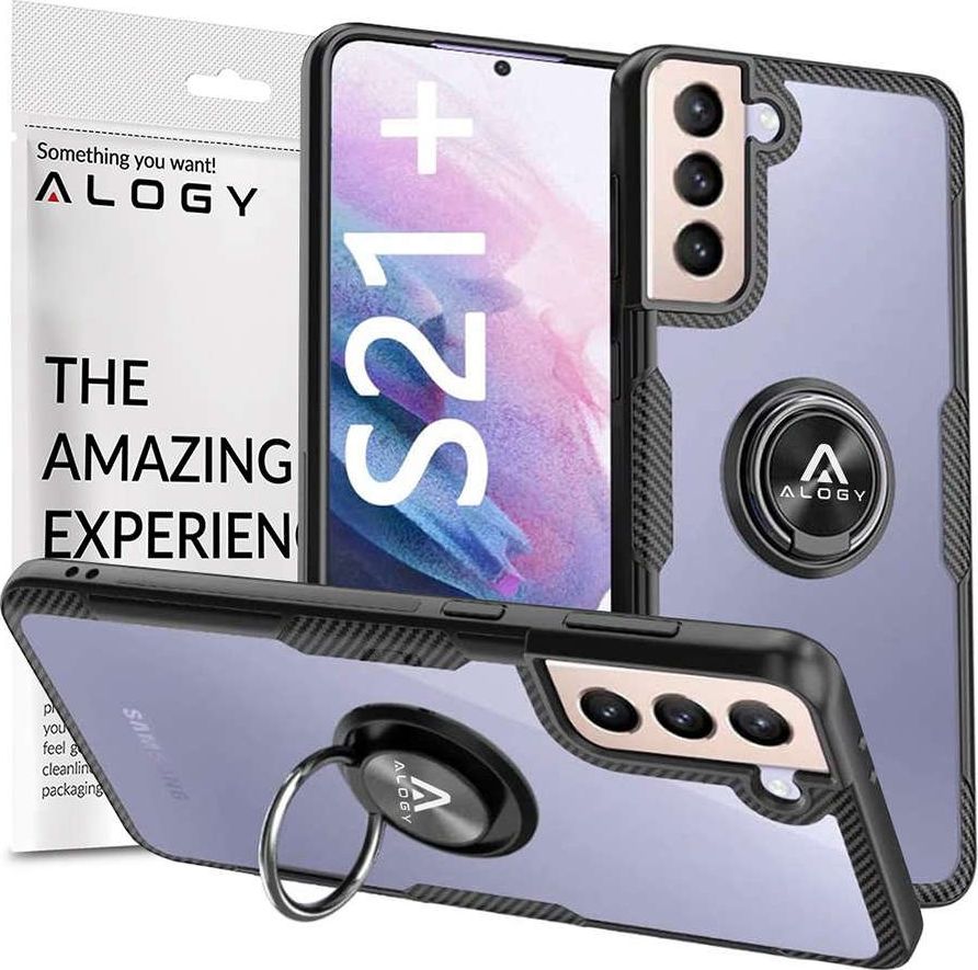 Pouzdro Alogy Alogy Ring Holder Clear Armor pro Samsung Galaxy S21 Plus černé