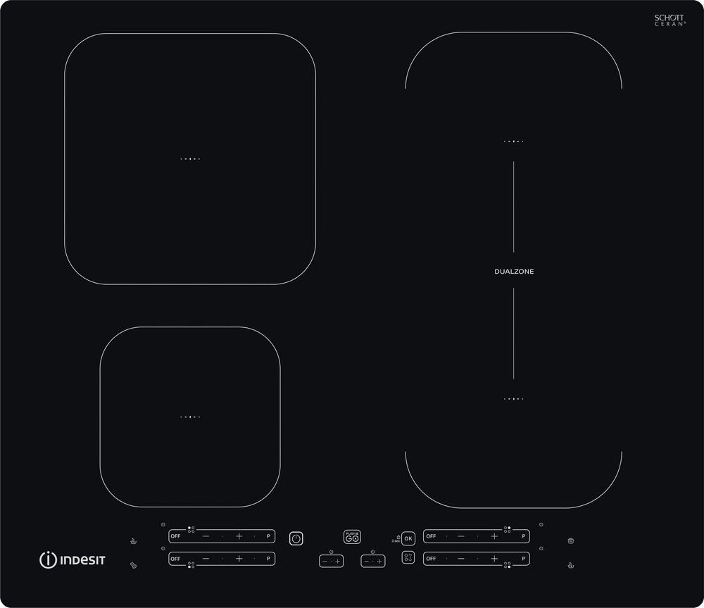 Indesit IB 65B60 NE Black Built-in 59 cm Zone induction hob 4 zone(s)