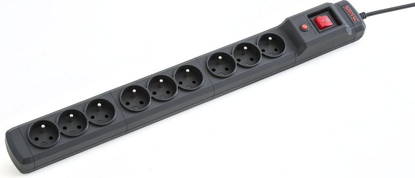 ARMAC prepäťová ochrana Multi M9, 9x zásuvka, FR, vypínač, 3m, čierna