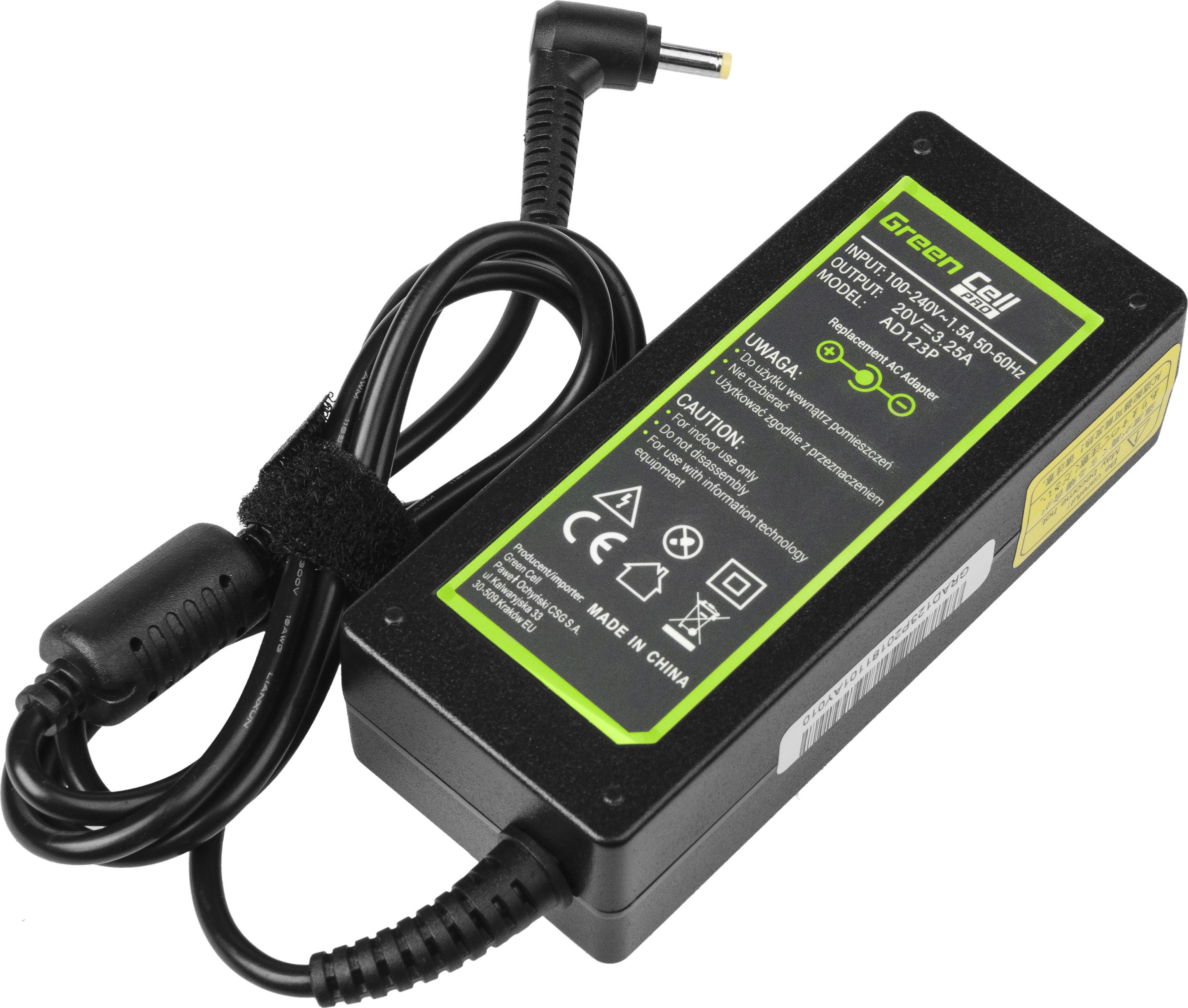 Green Cell PRO Lenovo 65W / 20V 3,25 A / 4,0 mm-1,7 mm napájací adaptér pre notebook
