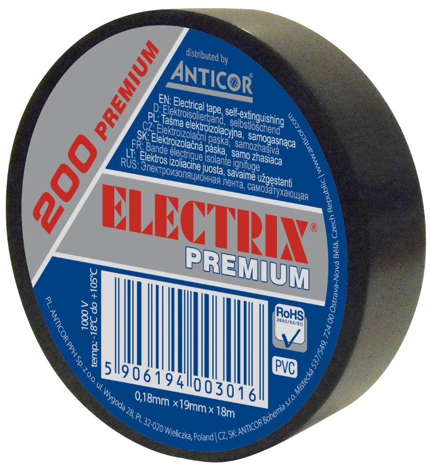 PVC izolační páska Electrix 200 0,18 mm x 19 mm x 18 m černá