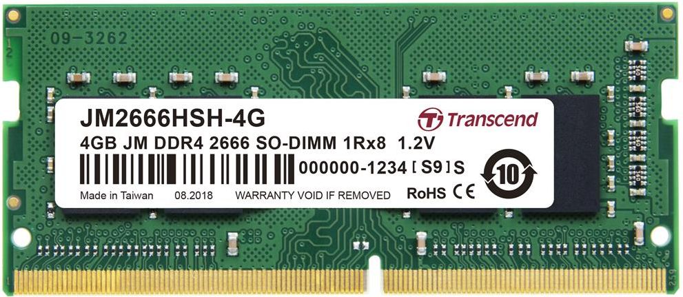 Transcend 4GB DDR4 2666 MT/s SODIMM 260pin 1R x8 unbuffered