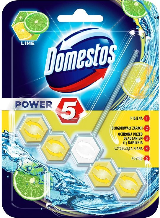 Domestos Power 5 Toilet Rim Block Lime 55g