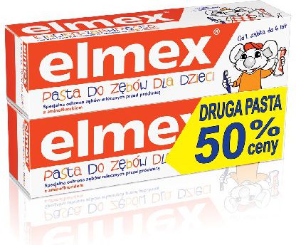 Elmex zubná pasta pre deti 0 až 6 rokov + druhá 50% 50mlx2
