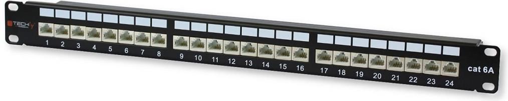 Patch panel 24 STP Cat. 6/6a, czarny