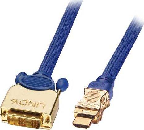 Kábel Lindy HDMI - DVI-D 0,5m modrý