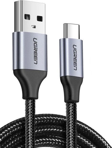USB kabel Uzelený Poniklovaný kabel USB-C QC3.0 UGREEN 0,25 m s hliníkovým konektorem černý