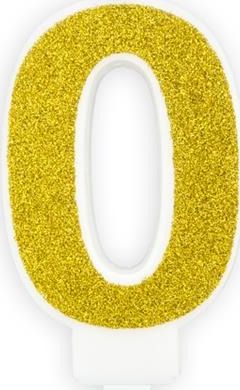 Narozeninová svíčka, čísla 0, Golden Brocade, 7 cm. univerzální