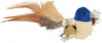 Hračka Trixie Bird s peřím a štětcem 8 cm