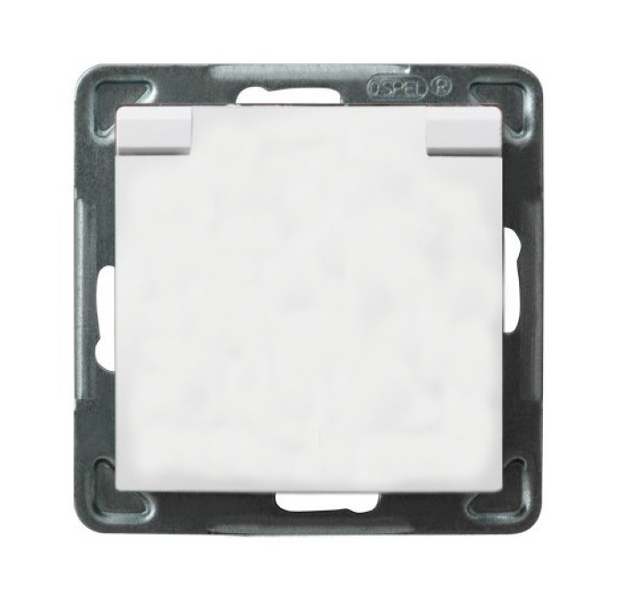 Ospel Single Socket Impression B/U 16A IP44 s bílou chlopní