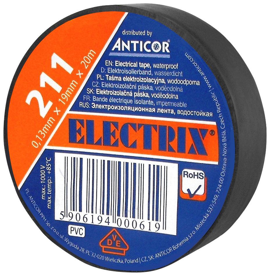 Anticor PVC elektroizolační páska, černá, 19mm, 20m