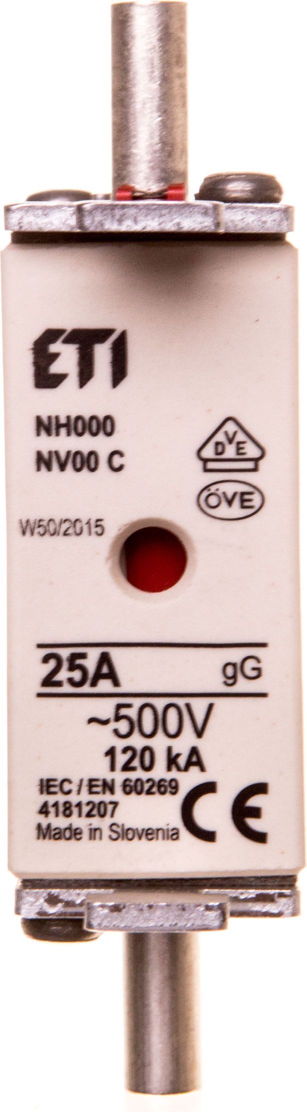 Pojistka pojistky Eti-Polam pojistka NH00C 25A GG/GG 500V WT-00C (004181207)