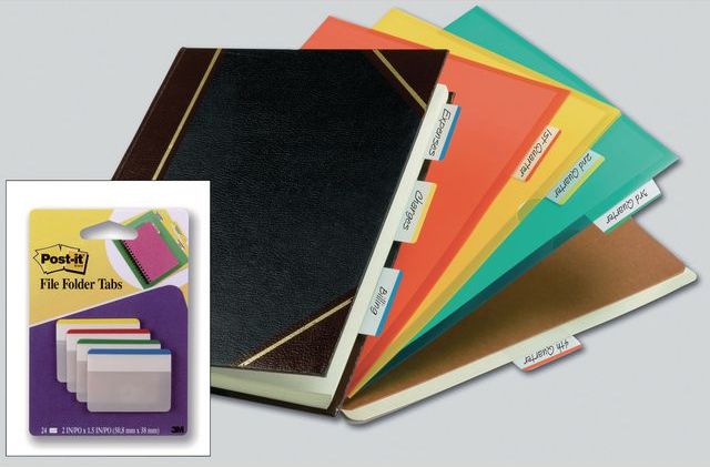 Post-it Indexovací štítky silné pro archivaci 686-A1, zakřivené pro zásuvky 50,8 x 38, 4 barvy (3M0514)