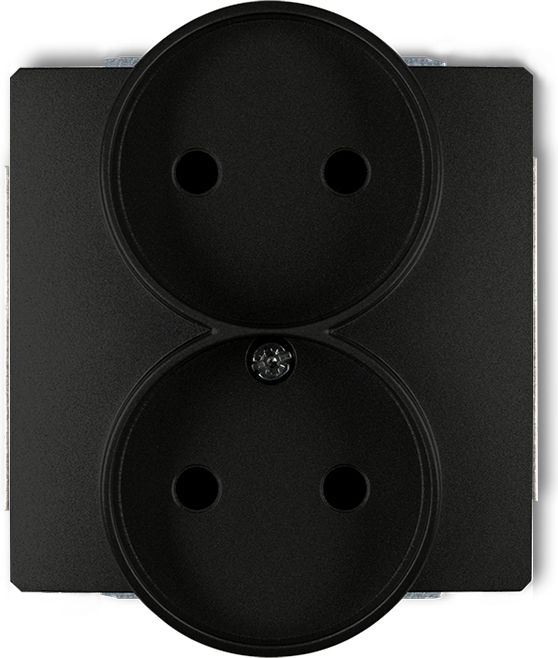 Dvojitá zásuvka Deco b/u matná černá (12DGPR-2)