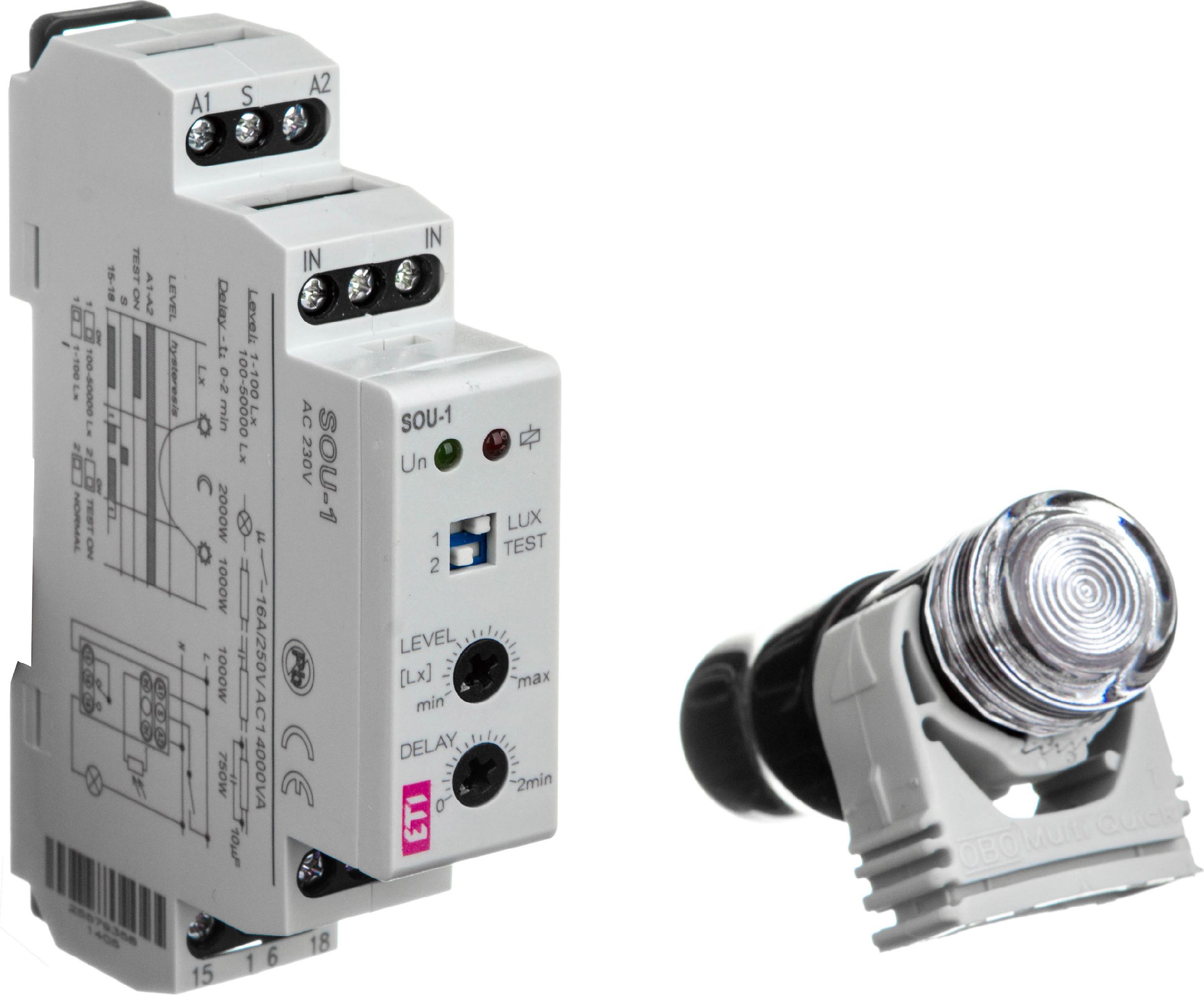 Eti-Polam Súmrakový spínač 16A 230V 1-50000lx DIN SOU-1 230V (002470011)