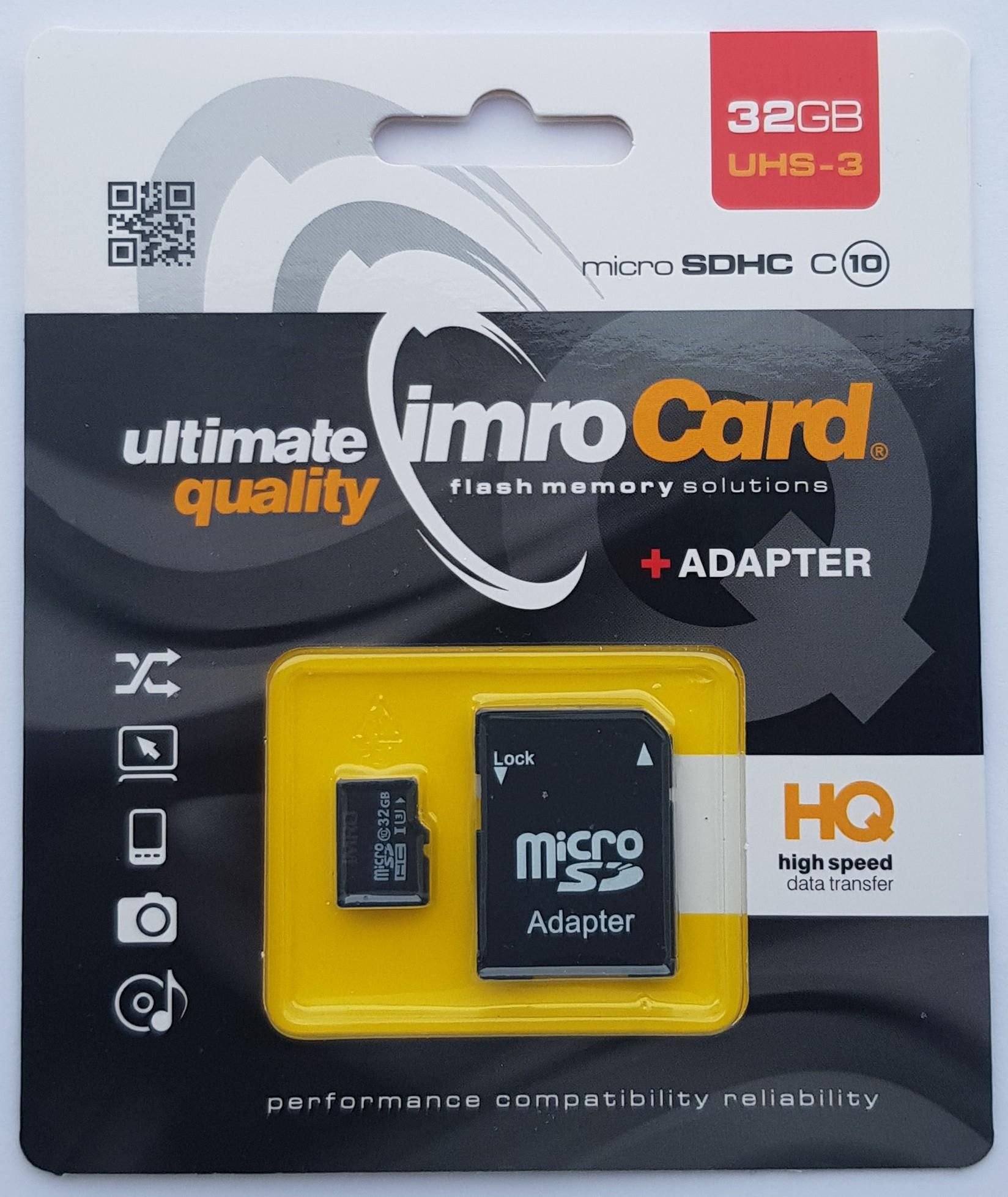 IMRO MICROSD10/32G UHS-3 ADP memory card 32 GB MicroSDHC Class 10 UHS-III