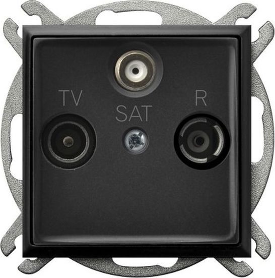 Ospel ARIA RTV-SAT koncová zásuvka, černá metalíza GPA-US/m/33
