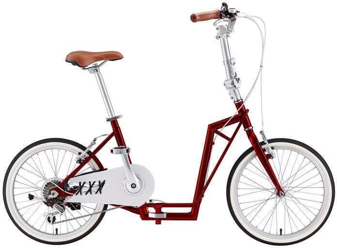 The-sliders Skladací bicykel, kolobežka 2v1 Lite, vkusné a pohodlné, skladacie Burgundy Red