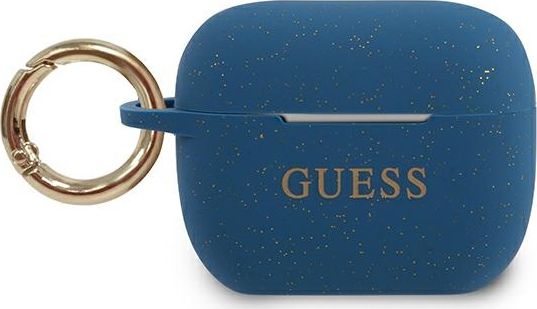 Guess GUACAPSILGLBL silikonové ochranné pouzdro pro AirPods Pro, tmavě modré