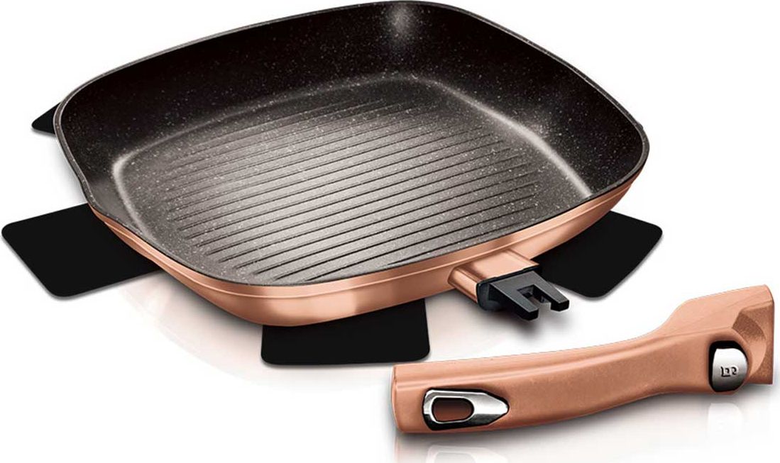 Berlingerhaus Metallic Line Rose Gold Grilovacia panvica s odpojiteľnou rukoväťou a mramorovým povrchom 28 x 28 cm BH-1950