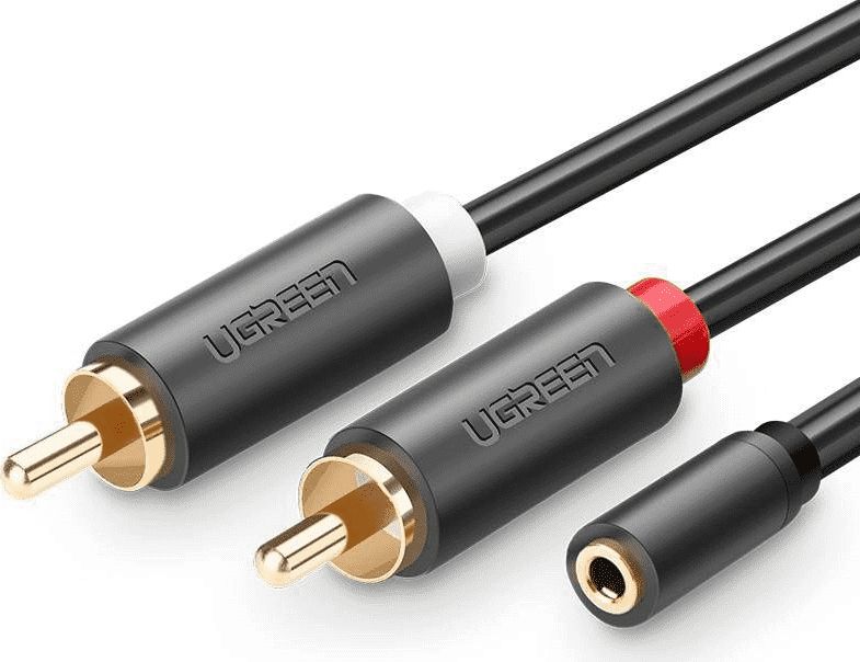 Ugreen Jack 3,5 mm - RCA (Cinch) kabel x 2 0,25 m černý (UGR649BLK)