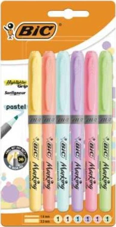 Bic zvýrazňovač Grip Pastel 6 Kol Bic