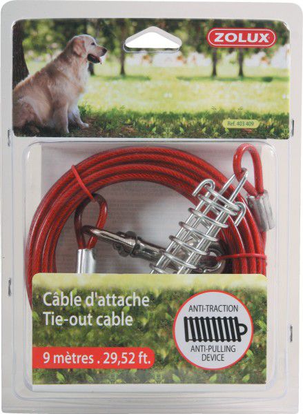 Vodítko Zolux TIE-OUT Cable, červené, 9m