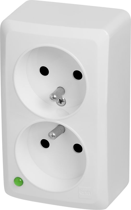 Dvojitá zásuvka Elektro-Plast Berg povrchově namontovaná s uzemňovací bílou