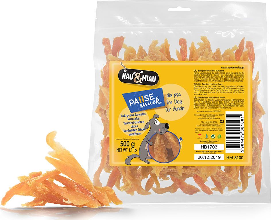 Hau Miau HM Psí pochoutka sušené kuřecí maso 94% 1/2 kg univerzální