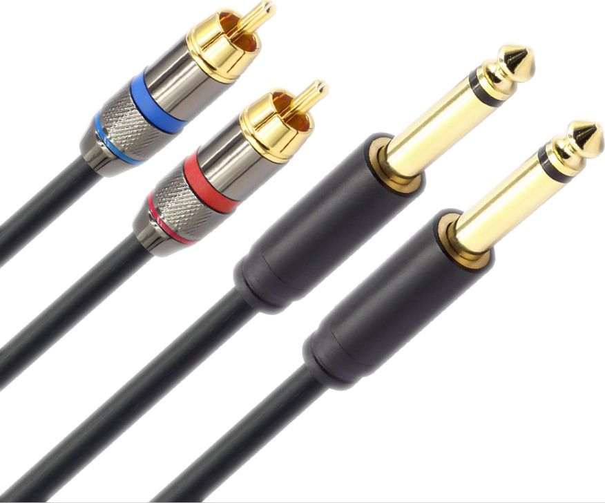 Mozos Jack 6,3 mm - RCA (Cinch) kábel x 2 3m čierny (MCABLE-2JT2R)