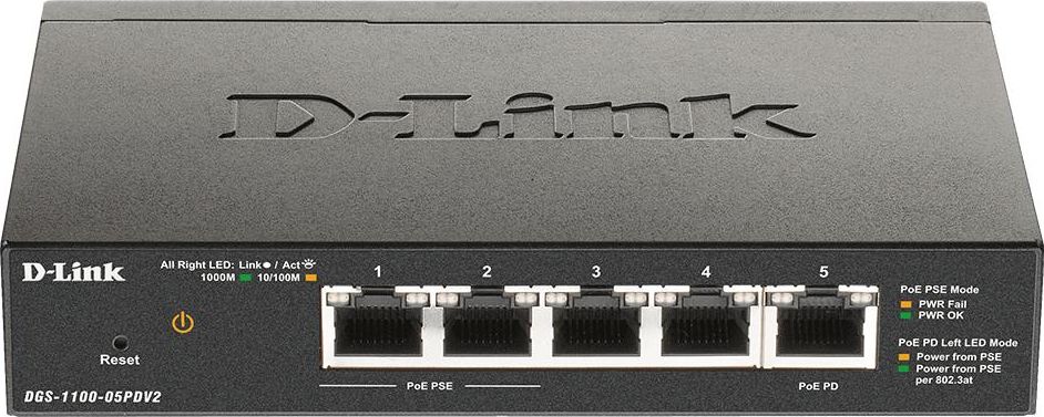 D-Link DGS-1100-05PDV2, vypínač