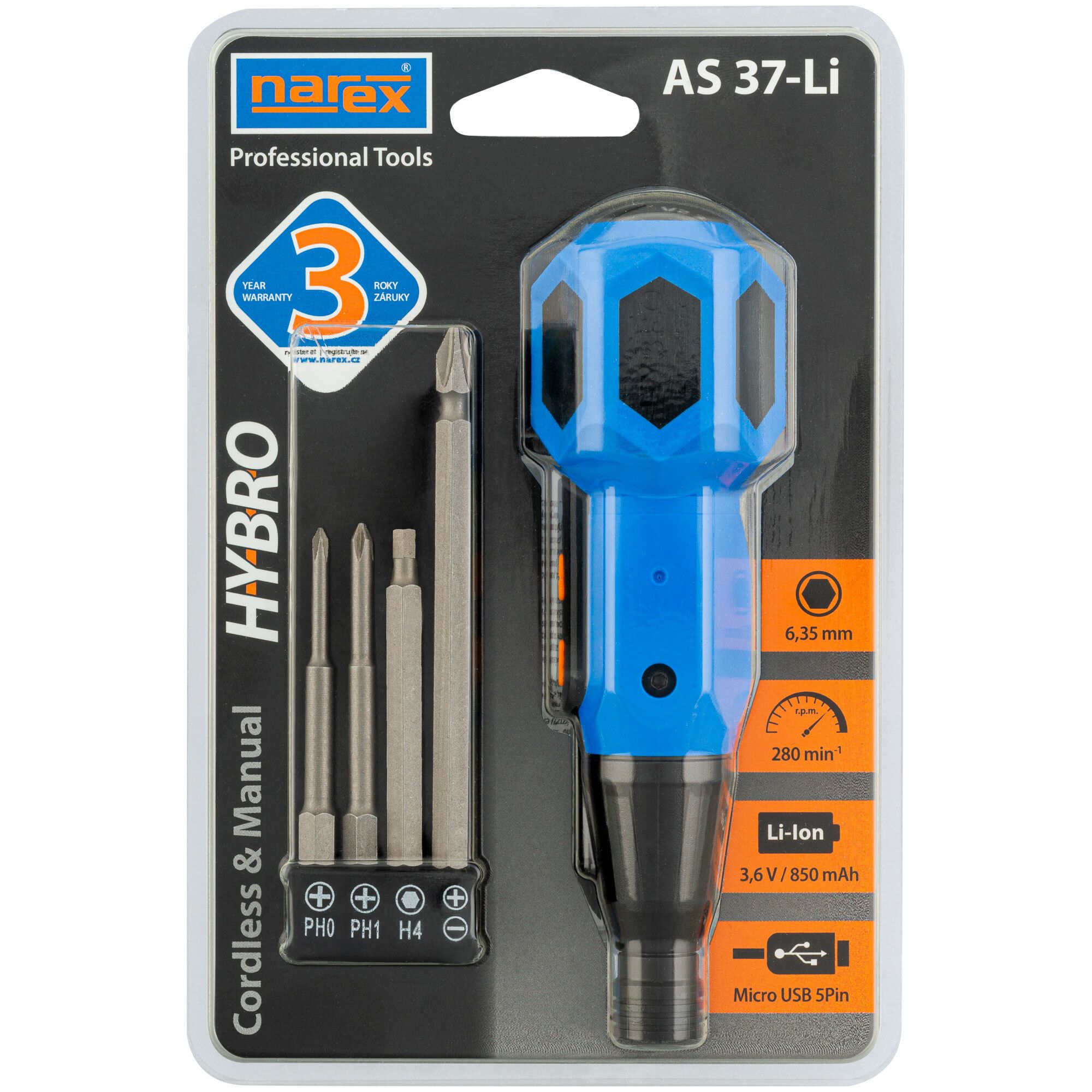 Narex AS 37-Li HYBRO 65405670 aku skrutkovač