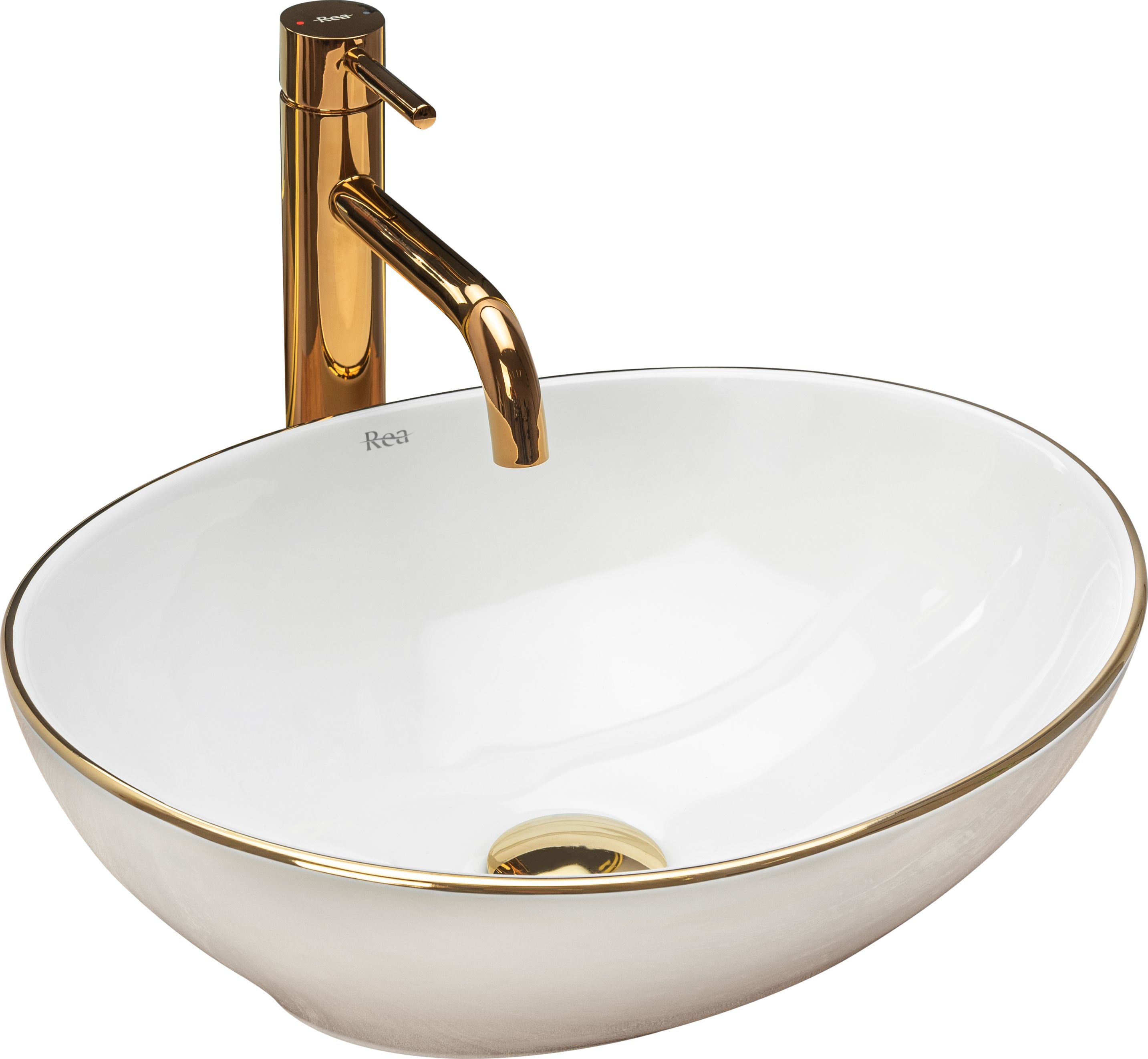 Rea Washbasin Sofia White Golden Gold Gold Edge Rea