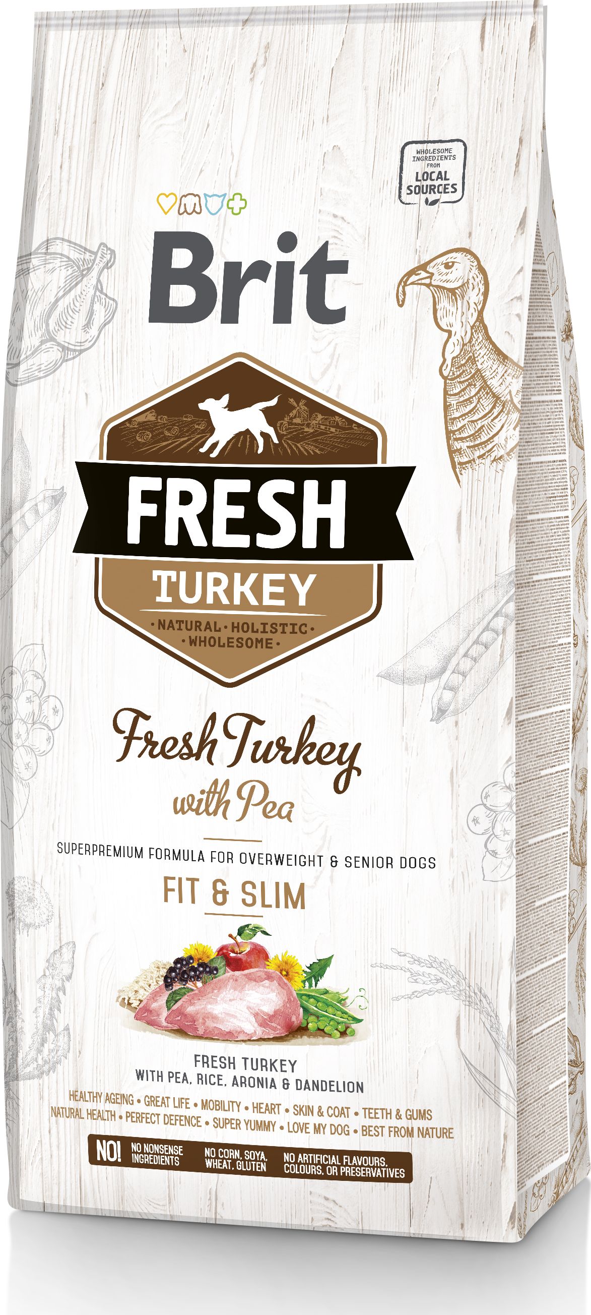 Brit Fresh Turkey with Pea Light Fit & Slim 2,5kg granule pro psy