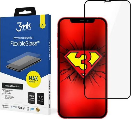 3mk hybridní sklo FlexibleGlass Max pro Apple iPhone 12 / iPhone 12 Pro, černá